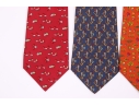 Four Beautiful Salvatore Ferragmo Mens Silk Neck Ties, Made In Italy (Orange)