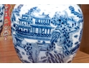 Pair Of Decorative Chinese Porcelain Ginger Jars With Wood Lids