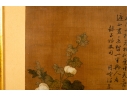 Framed Chinese White Blossom Watercolor On Silk 