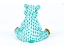 Herend Hungary Hand-Painted Bear Figure, Green Fishnet Pattern