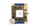 Cartier Vintage Quadrant Obus Blue Composite Deco Style Travel Clock