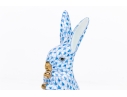 Herend Hungary Hand-Painted Porcelain Rabbit, Blue Fishnet Pattern