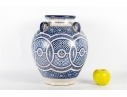 Large Moroccan Style Blue And White Pottery Vase