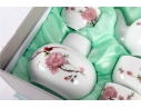 Chinese Jingdezhen “Shuidian Taohua (7501)” Porcelain Tea Set In Original Box