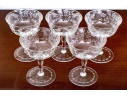 Set Of Six Elegant Etched Glass Champagne Coupes