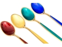 Set Of Four David- Andersen Norway Enameled Sterling Silver Vermeil Demitasse Spoons  1.290 Gross TO