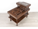 Mid-20th Century Chinese Hand-Carved Tiered Side Table With Figural Panels