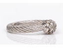 18k White Gold Lovely Cable And Pave Diamond Ball Ring, App. 0.18 TCW, Size 6