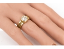 18k Yellow Gold Gorgeous Handmade Ring With Bezel Set Diamond, Size 5.75