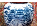Pair Of Decorative Chinese Porcelain Ginger Jars With Wood Lids