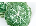Set Of Nine Bordallo Penniero Portuguese Hand-Painted Cabbage Plates