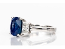 Platinum Beautiful Sapphire And Diamond Three Stone Ring, Size 5.75