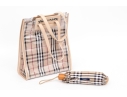 Burberry Nova Check Two Piece Vinyl And Canvas Tote Bag With Umbrella