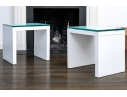Pair Of Glass Top Accent Tables