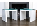 Pair Of Glass Top Accent Tables