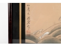 Pair Of Framed Asian Paintings On Silk Of Cranes