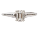 18k White Gold Simple Emerald Cut Diamond Solitaire Ring, App. 0.24 CTS, Size 6