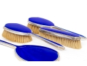 Four Piece English Sterling And Guilloche Enameled Vanity Set