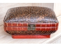 Vintage Chinese Woven Rattan And Lacquered Pillow Form Lidded Storage Box