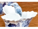 Pair Of Decorative Chinese Porcelain Trefoil Partitioned Vases