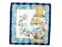 Valentino Striking Vintage Blue And Pastel Toned Shadow Striped Silk Scarf