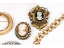 Collection Of Fashion And Limoge Brooches, Necklace And Two Jewelry Boxes