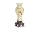 Carved Soapstone Vase With Floral Motif