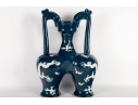 Chinese Sacrificial Blue Double Moon Flask Vase