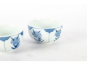 Japanese Blue And White Porcelain Sugar Bowl And Teacups Set