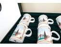 Gucci Vintage Set Of Six Bone China Christmas Themed Mugs, Boxed