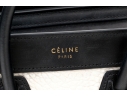 Celine Black And Soft White Leather Top Handle Bag, With Shoulder Strap