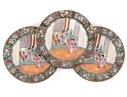 Set Of Three 19th C. Chinese Famille Rose Plates With Court Scenes