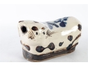 Chinese Porcelain Cat Pillow, Early 1900s