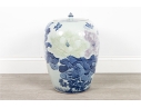 Large Hand-Painted Chinese Ceramic Peony Motif Jar 