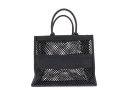Christian Dior Large Black Fabric Mesh Book Tote Bag