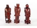 Set Of Three Hand-Carved Chinese Wooden Immortal Figures