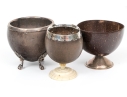 Three Antique Wood And Silver Mounted Goblets